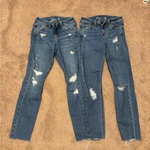 2- old Navy mid rise rockstar super skinny jeans size 00
